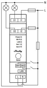 Shelly PRO 2PM v 1 Wiring |